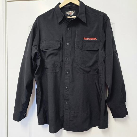 Vintage Harley Davidson Button Up Shirt Ride Free Embroidered Mens Size Xlarge - Picture 8 of 9
